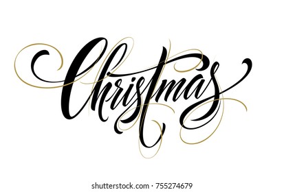 Merry Christmas handwriting script lettering. Vector illustration EPS10