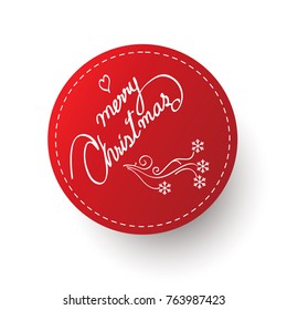 Merry Christmas in Handwriting Typographic label Style, Vector.