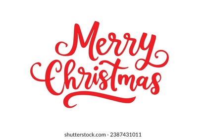 Merry Christmas handwritten, calligraphic red text on white background