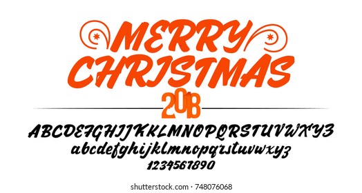 Merry Christmas, handwritten latin alphabet, can be used for anything.