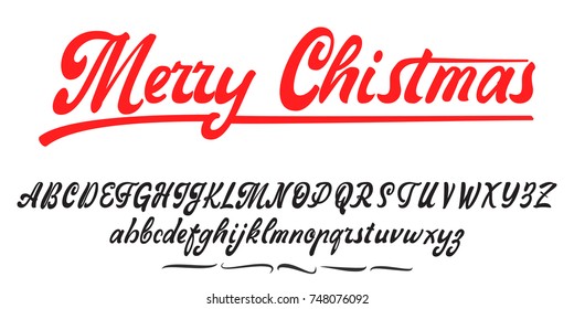 Merry Christmas, handwritten latin alphabet, can be used for anything.