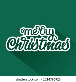Merry Christmas, handwritten lettering, calligraphy with background for logo. Vector illustration