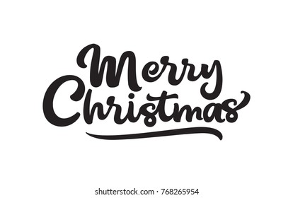 Merry Christmas handwritten lettering, calligraphy with light background for logo, banners, labels, postcards, invitations, prints, posters, web, presentation. Vector illustration