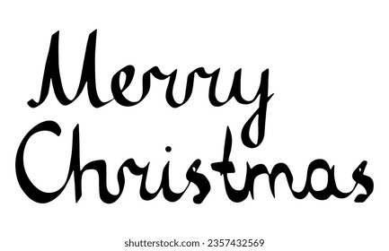 merry christmas handwritten lettering inscription holiday phrase, typography banner with brush script, calligraphy vector illustration
