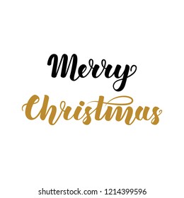 Merry Christmas. Handwritten lettering isolated on white background. Vector illustration for greeting cards, posters and much more.