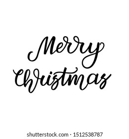 Merry Christmas. Handwritten lettering isolated on white background. Vector illustration for greeting cards, posters and much more.