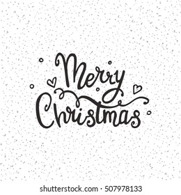 Merry Christmas handwritten lettering made with ink. Hand drawn design element for congratulation card, invitation, banner, poster and flyer templates. Isolated vector on white background.