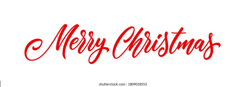 Merry Christmas handwritten lettering. Modern xmas holiday calligraphy. Christmas banner text.