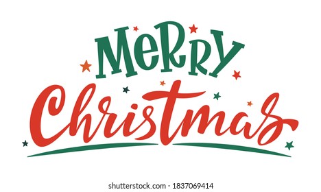 Merry Christmas Handwritten Lettering Red Green Stock Vector (Royalty ...