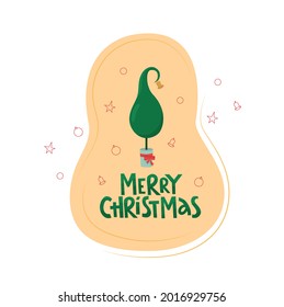 Merry Christmas handwritten lettering sign and Grinch tree  Vector stock illustration isolated white background for template design Christmas sale  greeting card  invitation  EPS10
