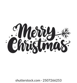 Merry Christmas handwritten lettering white background
