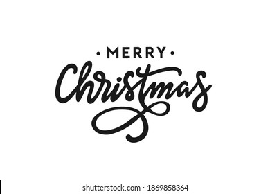 Merry Christmas handwritten lettering. Xmas calligraphy vector illustration.