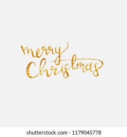 Merry Christmas handwritten text in gold. Merry Christmas golden text. 