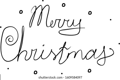 Merry Christmas handwritten text inscription. Modern hand drawing calligraphy. Word illustration black