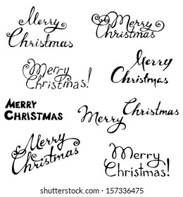 Merry christmas. Hand-written text. Vector illustration for your design. Christmas template.
