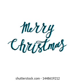 Merry Christmas handwritten. Text for your desing postcard,poster,card,banner,T-shirt,invitation. Isolated on white background.Elegant modern brush lettering. Vector illustration.