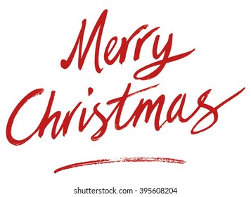 Merry Christmas handwritten type using brush and ink, flat graphic vector illustration. Fully adjustable & scalable.