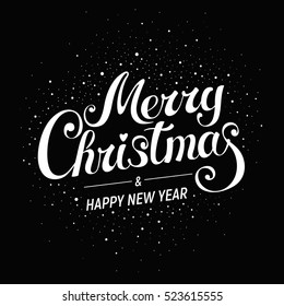 Merry Christmas - handwritten vector lettering, for card, banner, poster, label, bookmark, print design 