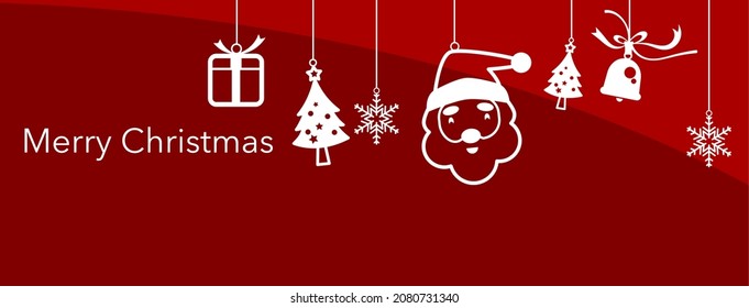 Merry Christmas. Hanging Art Mobile. White on red background. Vector illustration