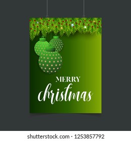 Merry Christmas hanging Ball with Bokeh Poster Template