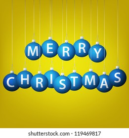 Merry Christmas hanging bauble card in vector format.