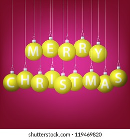 Merry Christmas hanging bauble card in vector format.