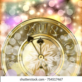 Merry Christmas & Happy 2018 New year golden banner, vector illustration
