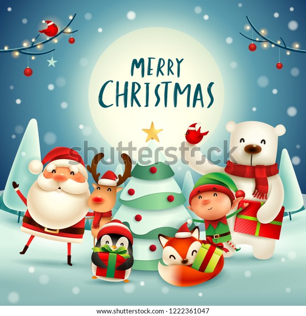 Image Vectorielle De Stock De Joyeux Noel De Joyeux Compagnons