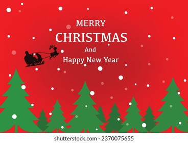 Merry Christmas! Happy Christmas companions. Santa Claus, Snowman, Reindeer and elf in Christmas snow scene.