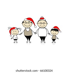 Merry christmas. Happy family together - grandparents and grandchildren