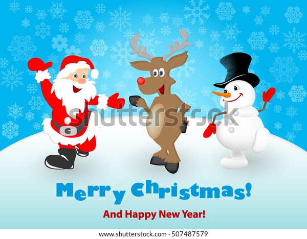 Merry Christmas Happy Christmas Friends Stock Vector (Royalty Free