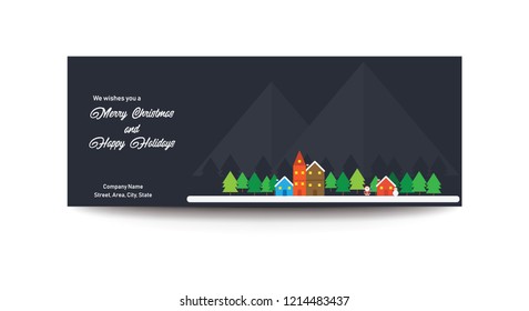 Merry Christmas and Happy Holidays FaceBook Ad Banner Cover Photo