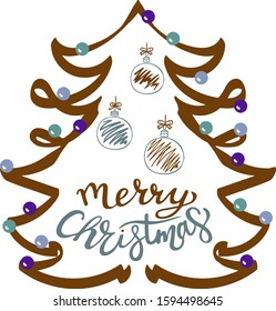 Merry Christmas for Happy holidays greeting card. Lettering celebration logo set. Typography for winter holidays. Calligraphic poster on white background. Postcard motive
