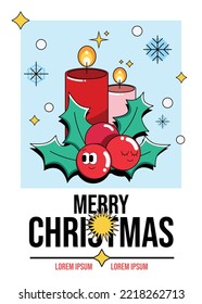 Merry Christmas and Happy Holidays New Year Cards, Retro, Abstract, Vector Illustration, Colorful