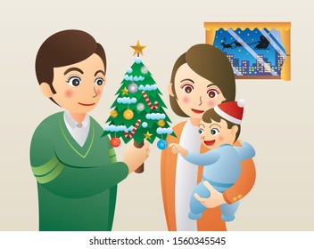Merry Christmas! Happy holidays for parents and children together.