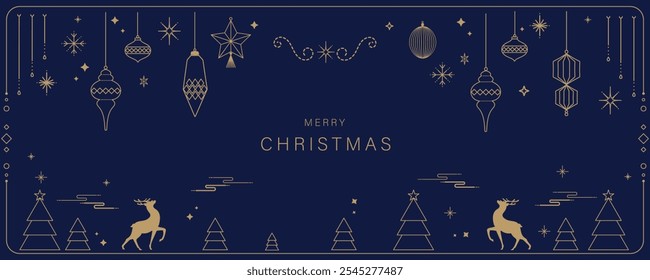 Merry Christmas ,Happy Holidays, season's greetings and new year vector background template with Christmas line element decoration