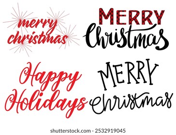 Navidades felices y Días festivos felices Conjuntos de texto Diseños, tipografía festiva y alegre, ideal para tarjetas y decoraciones, propagar alegría y deseos cálidos esta temporada de Festiva con hermosos Diseños de texto.