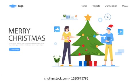 Merry Christmas and Happy Holidays Vector Illustration Concept, Suitable for web landing page, ui, mobile app, editorial design, flyer, banner, and other related occasion