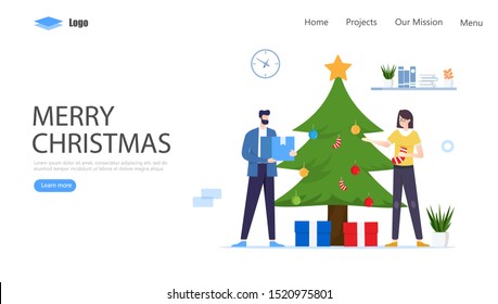 Merry Christmas and Happy Holidays Vector Illustration Concept, Suitable for web landing page, ui, mobile app, editorial design, flyer, banner, and other related occasion
