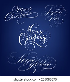 Merry Christmas and Happy Holidays Vintage Lettering in Different Styles