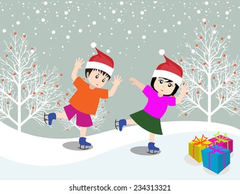 Merry christmas with happy kids