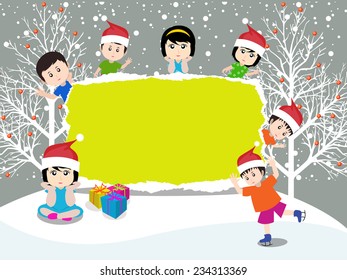 Merry christmas with happy kids
