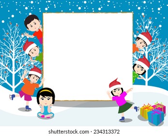 Merry christmas with happy kids