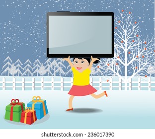 Merry christmas with happy kids