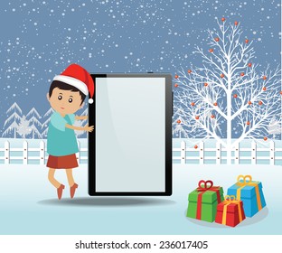 Merry christmas with happy kids
