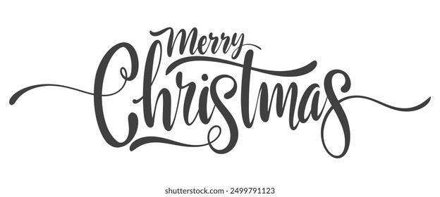 Merry Christmas and Happy lettering. Seasonal greeting card template. Vector eps illustration