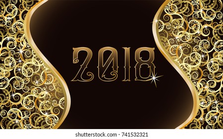 Merry Christmas and Happy new 2018 year, vector illustration