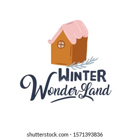 Merry Christmas or Happy New 2020 Year illustration with holiday lettering and traditional winter element. Cute prints in scandinavian style. Good for label, banner, tags or stickers . Vector isolated