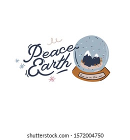 Merry Christmas or Happy New 2020 Year illustration with holiday lettering and traditional winter element. Cute prints in scandinavian style. Good for label, banner, tags or stickers . Vector isolated