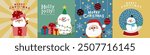 Merry Christmas and happy new year with Santa Claus and snowman. Holiday cartoon character in winter season. -Vector